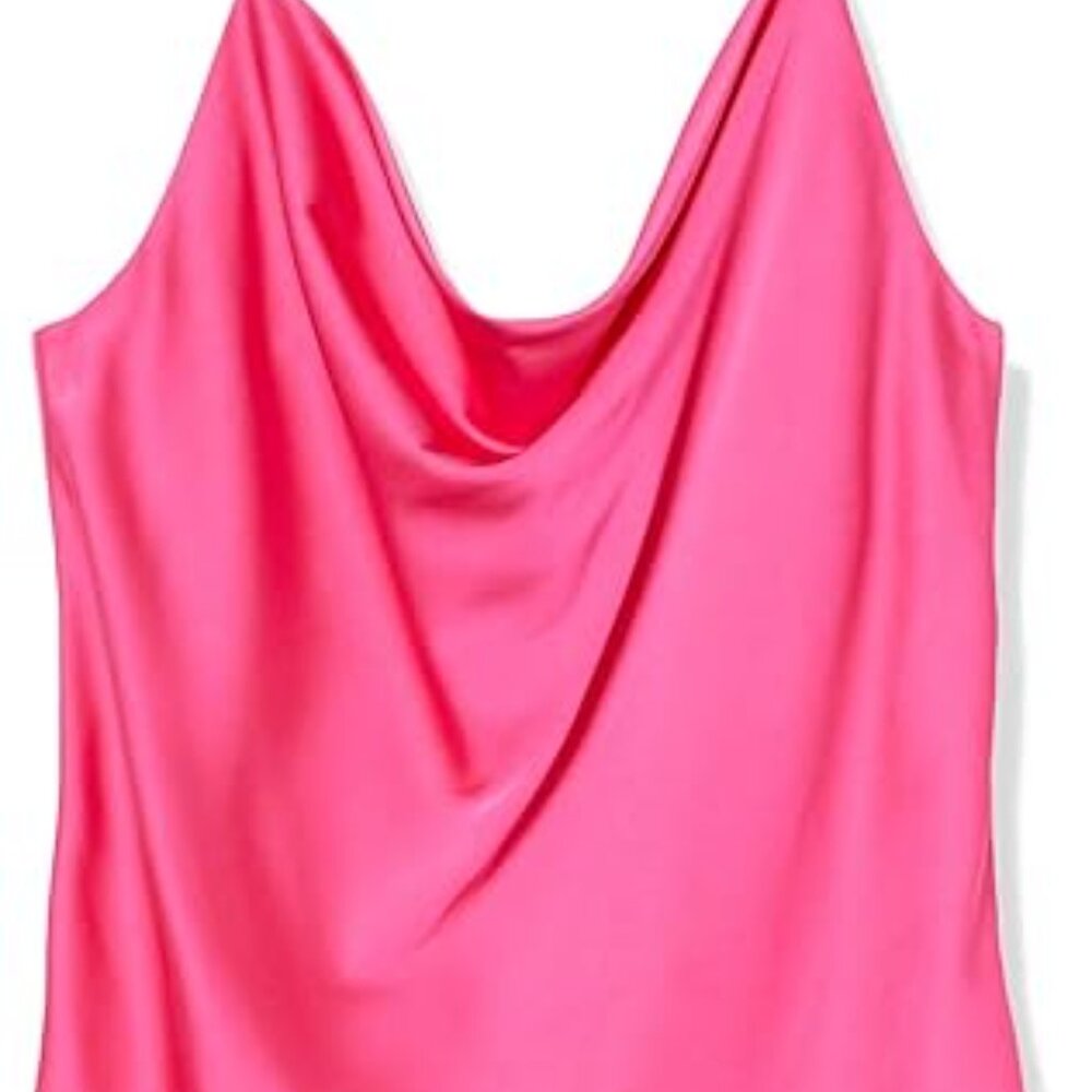 The Drop Women's Christy Cowl Neck Cami Silky Stretch Top, Hot Pink - Picture 2 of 9